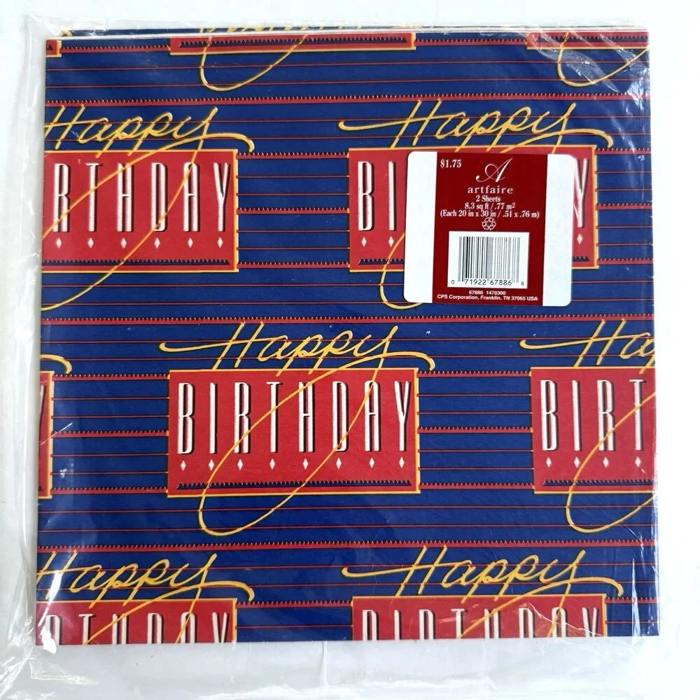 Vtg Masculine Gift Wrap Fishing Tools Ducks Happy Birthday Wrapping Paper 6 pcs